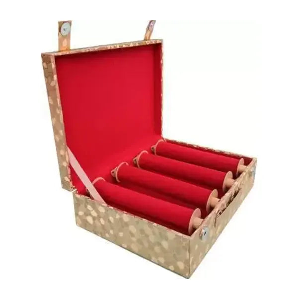 Fashco 4 rola bangle box wooden (Golden)-2